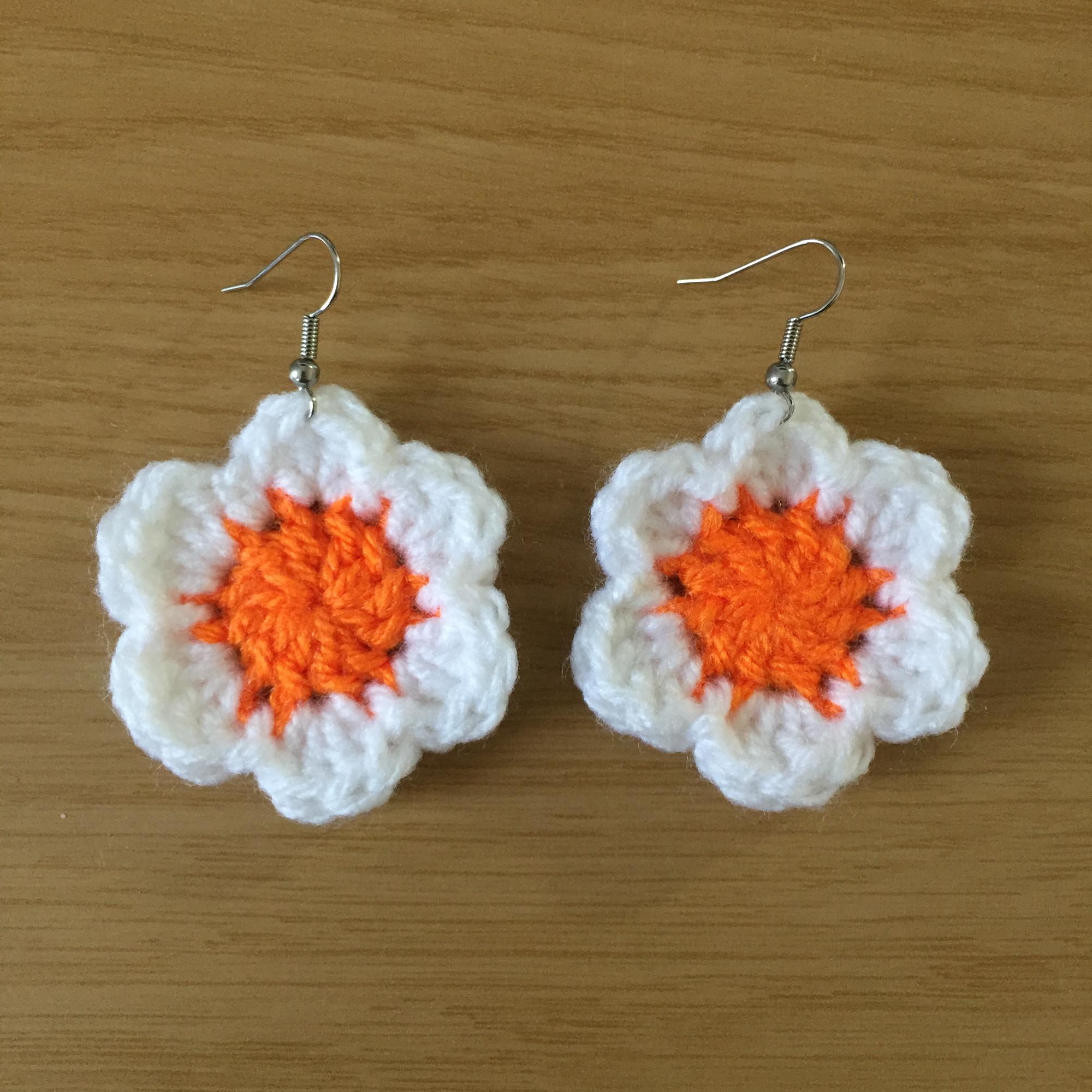 Orange store flower earrings