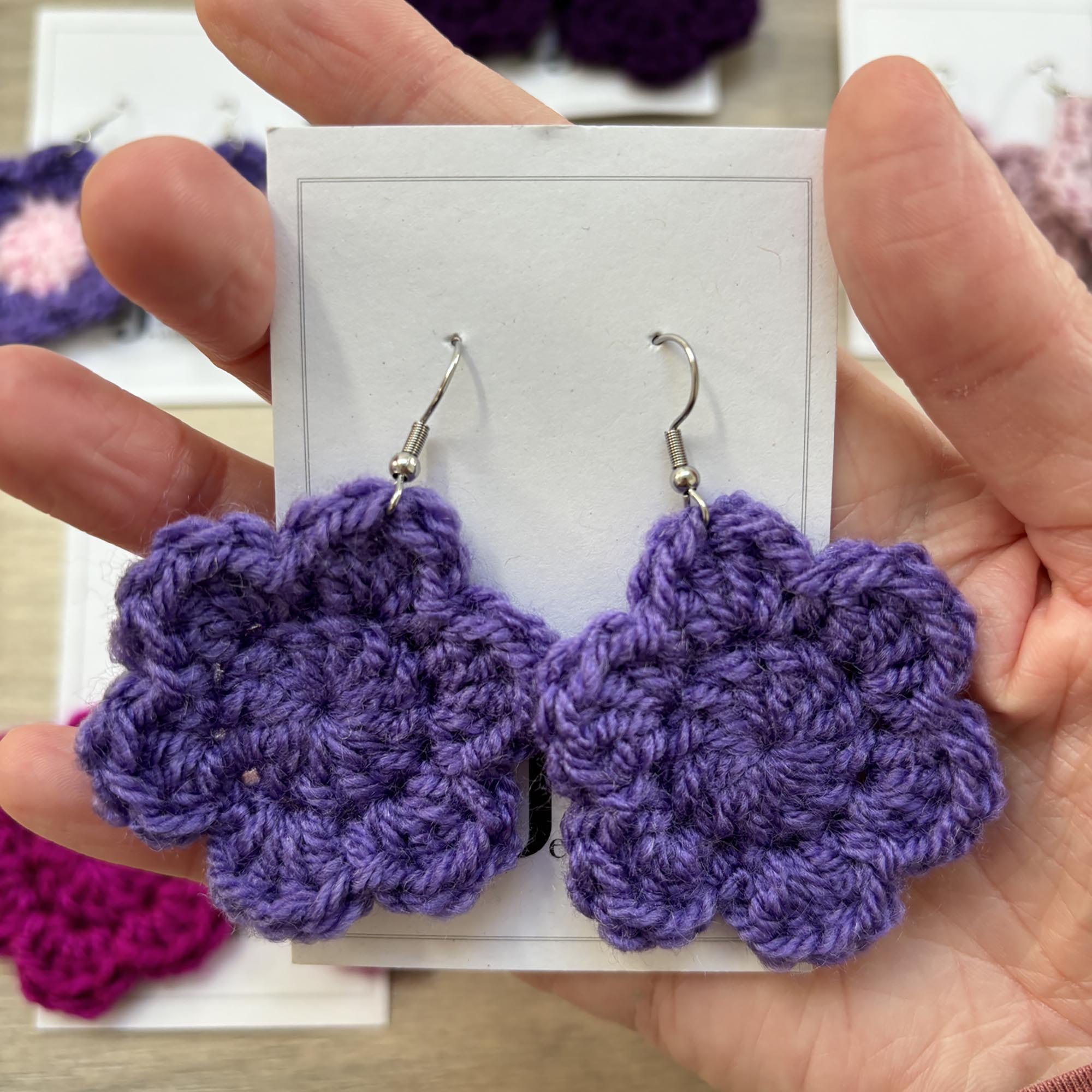 Crochet flower earrings new arrivals