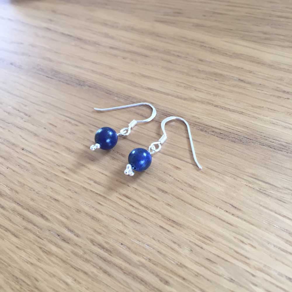 Sterling Silver Lapis Lazuli Handmade Bead Earrings